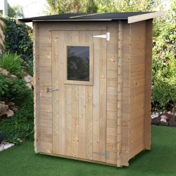 Abrigo de jardim em madeira HOBBY - 146x98cm - Porta com uma janela - ALCE