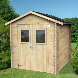 Abrigo de jardim em madeira de abeto HOBBY 198x198cm - Porta com vidro duplo - ALCE