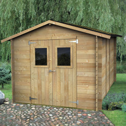 Abrigo de jardim em madeira HOBBY 248x248cm - Porta com vidro duplo - ALCE