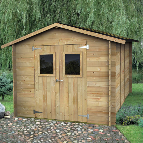 Abrigo de jardim em madeira HOBBY 248x248cm - Porta com vidro duplo - ALCE