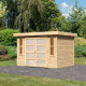 Abrigo de jardim com cobertura plana 6,55 m² em madeira natural 19 mm Mühlendorf 4 – Karibu