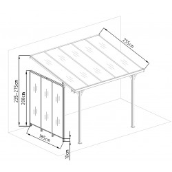 Painel lateral de alumínio e PC 4mm para telhado de terraço branco 2,5m X-METAL