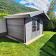 Abrigo de jardim em madeira compósita 28mm cinzento escuro 14,44m² porta dupla alumínio e vidros duplos - Woodlife Garden