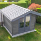 Abrigo de jardim em madeira compósita 28mm cinzento escuro 14,44m² porta dupla alumínio e vidros duplos - Woodlife Garden