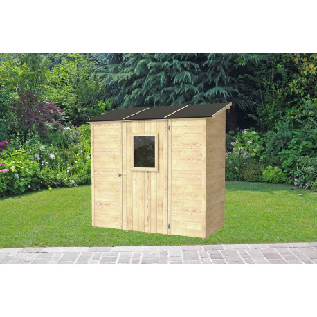 Abrigo de jardim encostado Vaniglia madeira de abeto 207x102cm - Porta com uma janela - ALCE