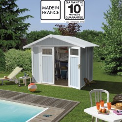 Abrigo de jardim em PVC 4,9m² UTILITY branco e cinzento azulado Grosfillex