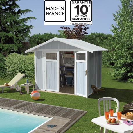 Abrigo de jardim em PVC 4,9m² UTILITY branco e cinzento azulado Grosfillex