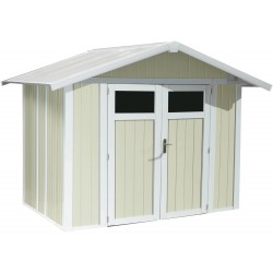 Abrigo de jardim em PVC 4,9m² UTILITY branco e cinzento-esverdeado Grosfillex