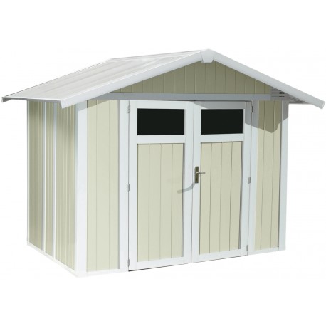 Abrigo de jardim em PVC 4,9m² UTILITY branco e cinzento-esverdeado Grosfillex