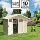 Abrigo de jardim em PVC 4,9m² UTILITY branco e cinzento-esverdeado Grosfillex
