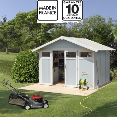 Abrigo de jardim em PVC 7,53m² UTILITY branco e cinzento-azulado Grosfillex