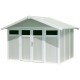 Abrigo de jardim em PVC 7,53m² UTILITY branco e cinzento-esverdeado Grosfillex