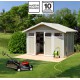 Abrigo de jardim em PVC 7,53m² UTILITY branco e cinzento-esverdeado Grosfillex