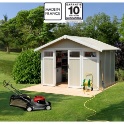Abrigo de jardim em PVC 7,53m² UTILITY branco e cinzento-esverdeado Grosfillex