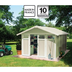 Abrigo de jardim em PVC 11,2m² UTILITY branco e cinzento-esverdeado Grosfillex