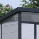 Abrigo de jardim em resina 4,10m² cinzento claro telhado uma água skylight + piso - JOBU 