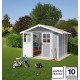 Abrigo de jardim em PVC 4,9m² DECO cinzento claro e branco Grosfillex 