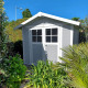 Abrigo de jardim em PVC 4,9m² DECO cinzento claro e branco Grosfillex 