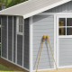 Abrigo de jardim em PVC 11,2m² DECO cinzento claro e branco Grosfillex
