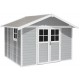 Abrigo de jardim em PVC 11,2m² DECO cinzento claro e branco Grosfillex
