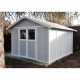 Abrigo de jardim em PVC 11,2m² DECO cinzento claro e branco Grosfillex