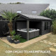 Abrigo de jardim em madeira compósita cinzento escuro 9m² + 9m² terraço - Woodlife Garden