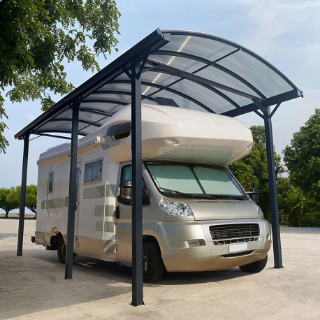 Carport alto antracite em alumínio 3,59x5,10m e policarbonato de 6mm