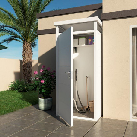 Abrigo de jardim modular isolado 1x1m branco - piso incluído - Everbox