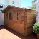 Abrigo em madeira maciça 12m² PLUS 28mm tratado e tingido castanho Gardy Shelter