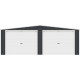 Garagem dupla de 637x513cm em aço galvanizado cinzento antracite com portas de enrolar - X-METAL
