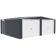 Garagem dupla de 637x513cm em aço galvanizado cinzento antracite com portas de enrolar - X-METAL