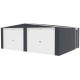 Garagem dupla de 637x513cm em aço galvanizado cinzento antracite com portas de enrolar - X-METAL