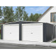 Garagem dupla de 637x513cm em aço galvanizado cinzento antracite com portas de enrolar - X-METAL