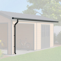 Kit de caleiras antracite - abrigo de dupla inclinação Woodlife Garden PREMIUM com terraço, comprimento 4,7m
