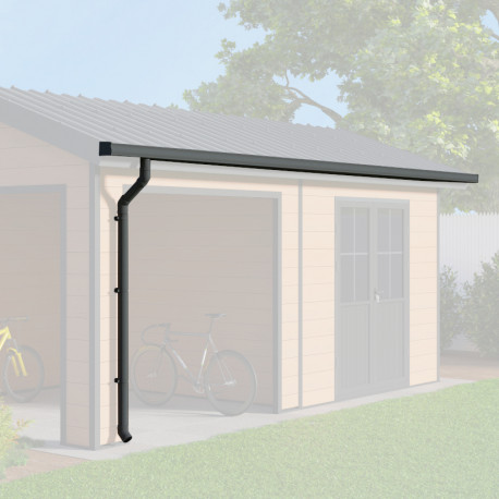 Kit de caleiras antracite - abrigo de dupla inclinação Woodlife Garden PREMIUM com terraço, comprimento 4,7m