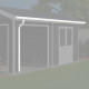 Kit de caleiras brancas - abrigo de dupla inclinação Woodlife Garden PREMIUM com terraço, comprimento 4,7m