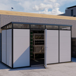 Abrigo de jardim modular isolado 4x2m perfil preto - pavimento incluído - Everbox