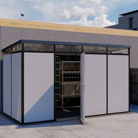 Abrigo de jardim modular isolado 4x2m perfil preto - pavimento incluído - Everbox