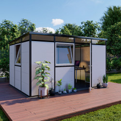 Abrigo de jardim modular isolado 4x3m perfil preto - pavimento incluído - Everbox