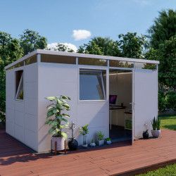 Abrigo de jardim modular isolado 4x3m branco - pavimento incluído - Everbox