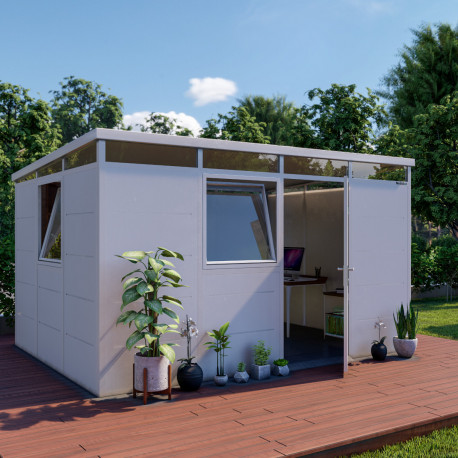 Abrigo de jardim modular isolado 4x3m branco - pavimento incluído - Everbox