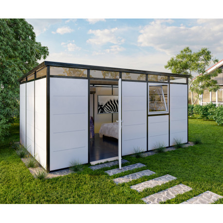 Abrigo de jardim modular isolado 5x3m perfils pretos - pavimento incluído - Everbox
