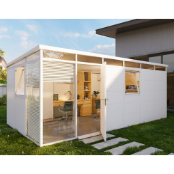 Abrigo de jardim modular isolado 6x3m branco - pavimento incluído - Everbox