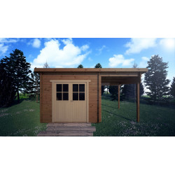 Abrigo de jardim em madeira maciça 28mm 6,16m² com alpendre- TOSCCA