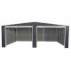 Garagem dupla de 637x513cm em aço galvanizado cinzento antracite com portas de enrolar - X-METAL