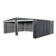 Garagem dupla de 637x513cm em aço galvanizado cinzento antracite com portas de enrolar - X-METAL