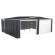 Garagem dupla de 637x513cm em aço galvanizado cinzento antracite com portas de enrolar - X-METAL