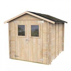 Abrigo de jardim em madeira HOBBY - 198x248cm - Porta com vidro duplo - ALCE
