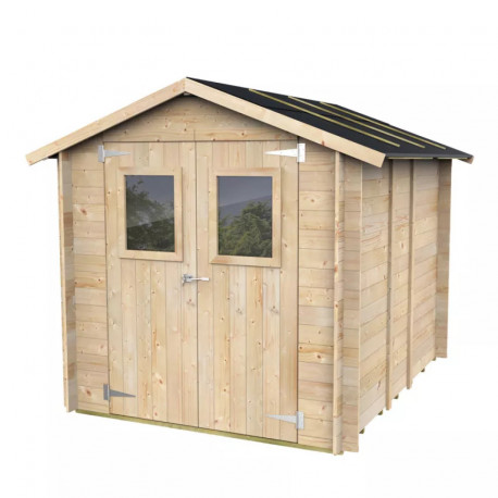 Abrigo de jardim em madeira HOBBY - 198x248cm - Porta com vidro duplo - ALCE