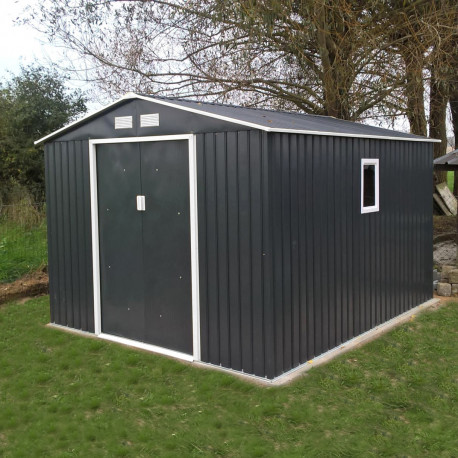 Abrigo de jardim em metal 8,84m² PLUS antracite + kit de fixação X-METAL